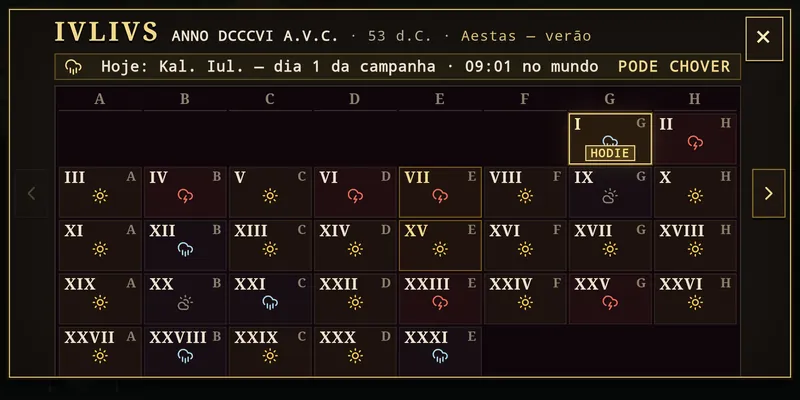 Calendário da campanha